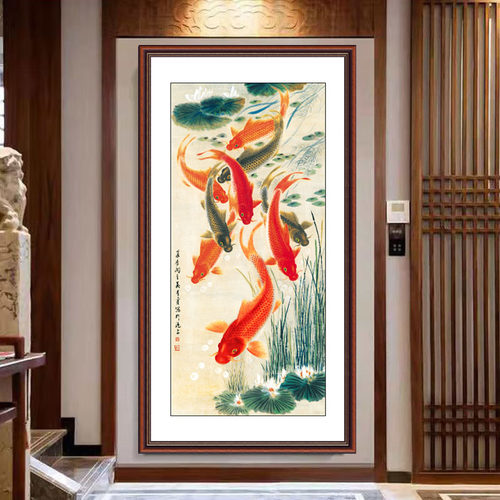 九鱼图玄关是装饰画中式