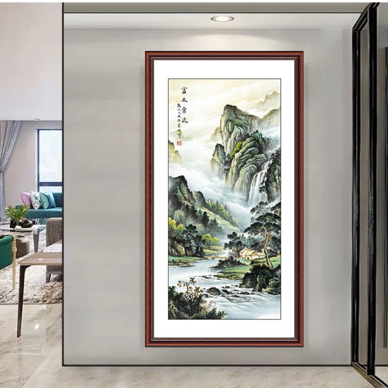 中式玄关贴画自粘入户走廊装饰