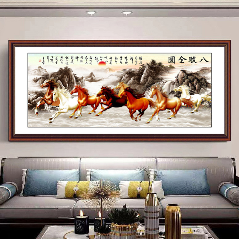 八马奔腾客厅自粘装饰画沙发卧室电视背景墙办公室墙纸贴字画宿舍