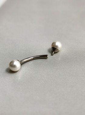 rook耳钉钛合金施家珍珠施家钻眉钉弯杆双头植入级