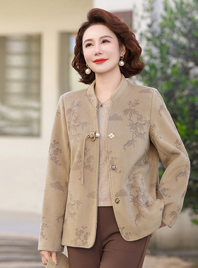 n78春季中年女毛呢外套40中老年妈妈装50岁60尼子双面呢a93上衣服