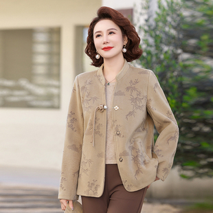 n77春季 50岁60尼子双面呢a93上衣服 中年女毛呢外套40中老年妈妈装