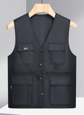 n49春秋装中老年男马甲40背心50爸爸装60岁多口袋工装a95马夹坎肩
