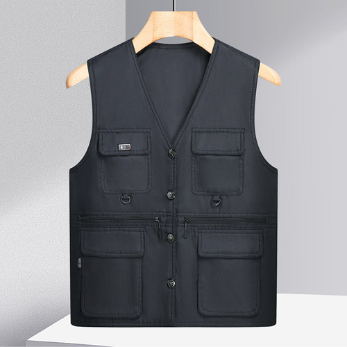 n87春秋装中老年男马甲40背心50爸爸装60岁多口袋工装a05马夹坎肩