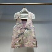 V领国风马甲YS97 2026早春上新织锦提花中长款 G358