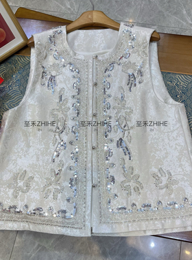 LC-26年早春新中式重工刺绣钉珠气质马甲YS3-t421