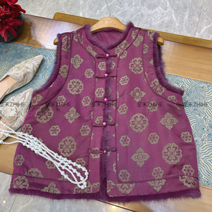 LC冬上新新中式 t0166 图案提花圆领盘扣马甲YS3