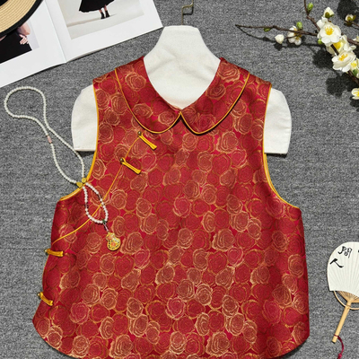 LC-26年早春新中式无袖时尚盘扣气质马甲(不含配件)XMS7278