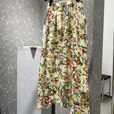 LC-新创意涂鸦松紧腰A字半裙春夏超吸睛苎麻半身裙YS153-G107