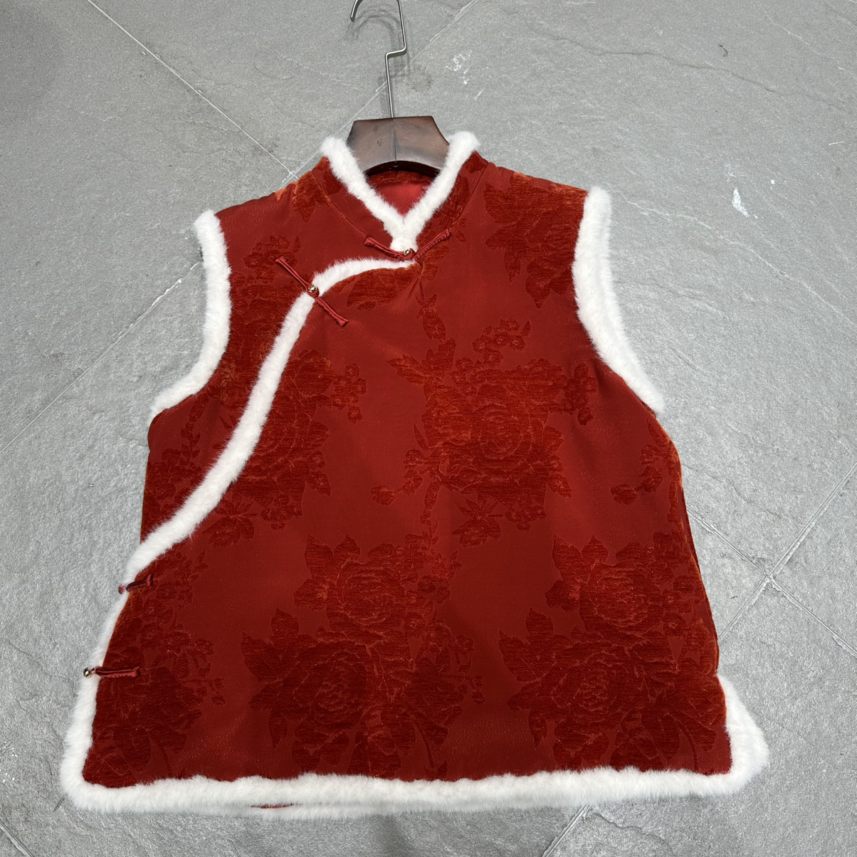 LC冬上新真丝混纺提花夹棉国风马甲(含25真丝)YS7-G1009