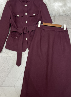 LC-装+中长款半身裙两件套套装(配腰带)（含70羊毛）A968