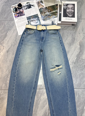 LC早春早春上新极简风气质高腰显瘦百搭牛仔裤(配腰带)zz7872