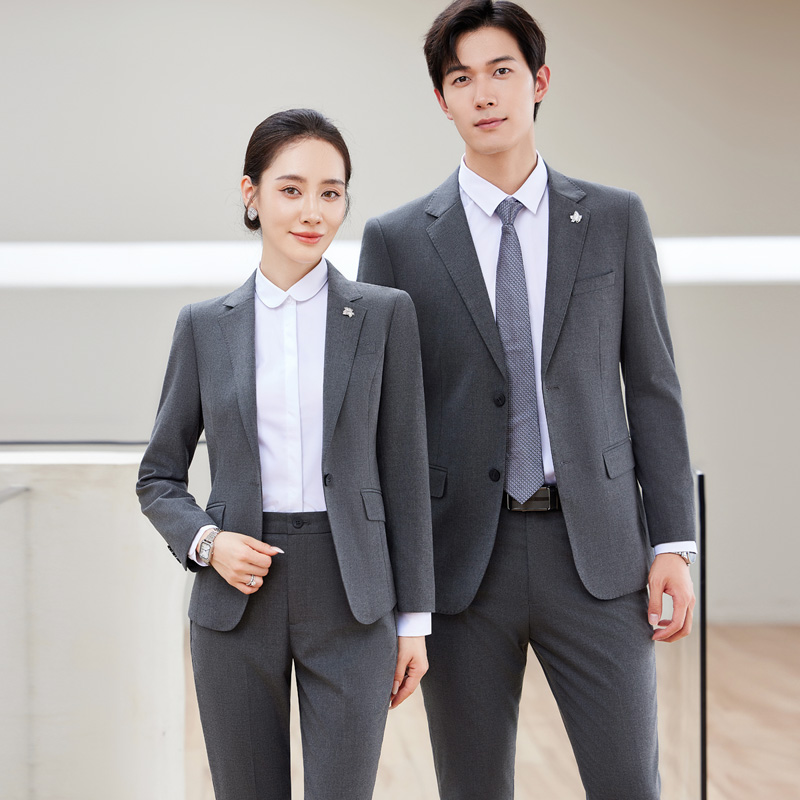 轻奢男女西服套装弹力免烫天丝羊毛长袖西装套裤律师经理银行制服