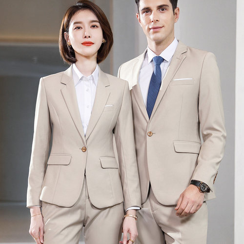 高端气质西装套装男女工作服咖色