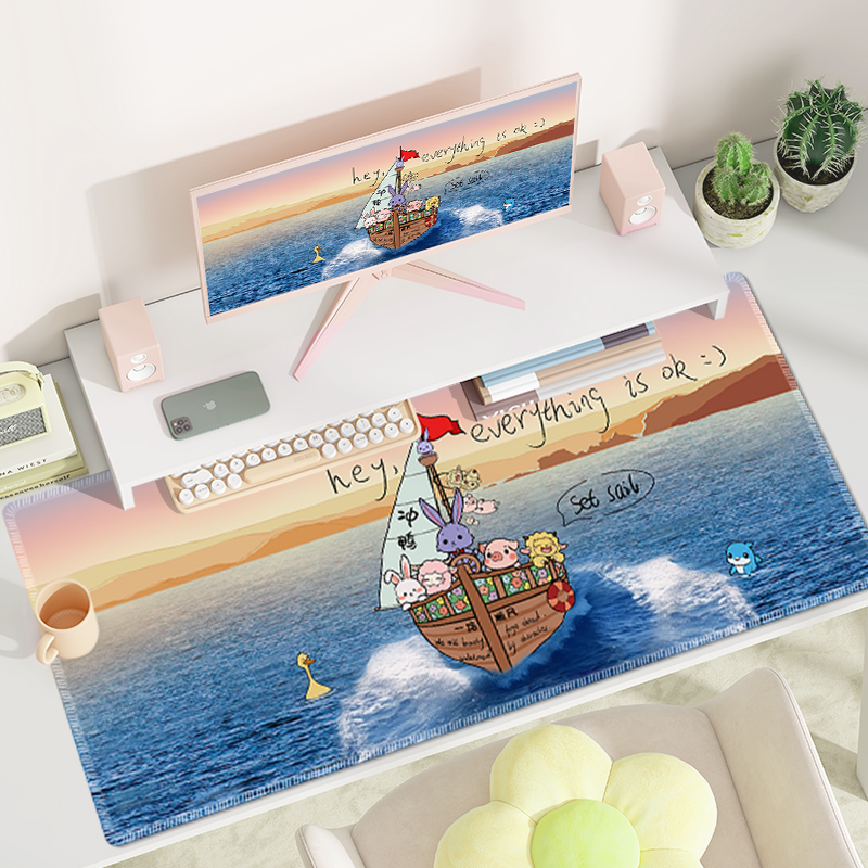 简约卡通鼠标垫加厚锁边桌垫