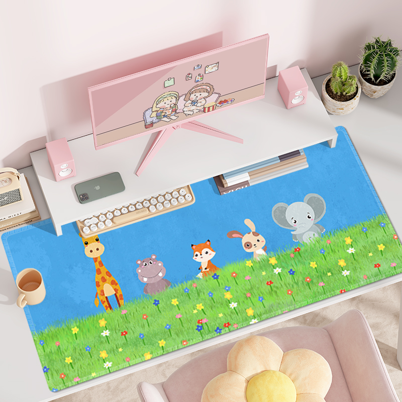 简约卡通鼠标垫加厚锁边桌垫
