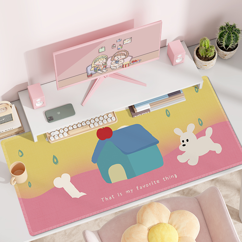 可爱小熊超大鼠标垫卡通男女生办公书桌垫电脑键盘垫ins书桌面垫