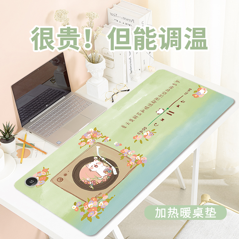 春夏秋冬加热鼠标垫大号发热垫2024办公室创意文字笔记本暖手桌垫男女生USB保暖学生宿舍写字暖桌垫ins书桌垫