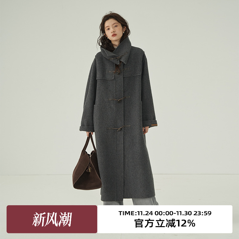 omont蛋挞家羊毛长款毛呢外套