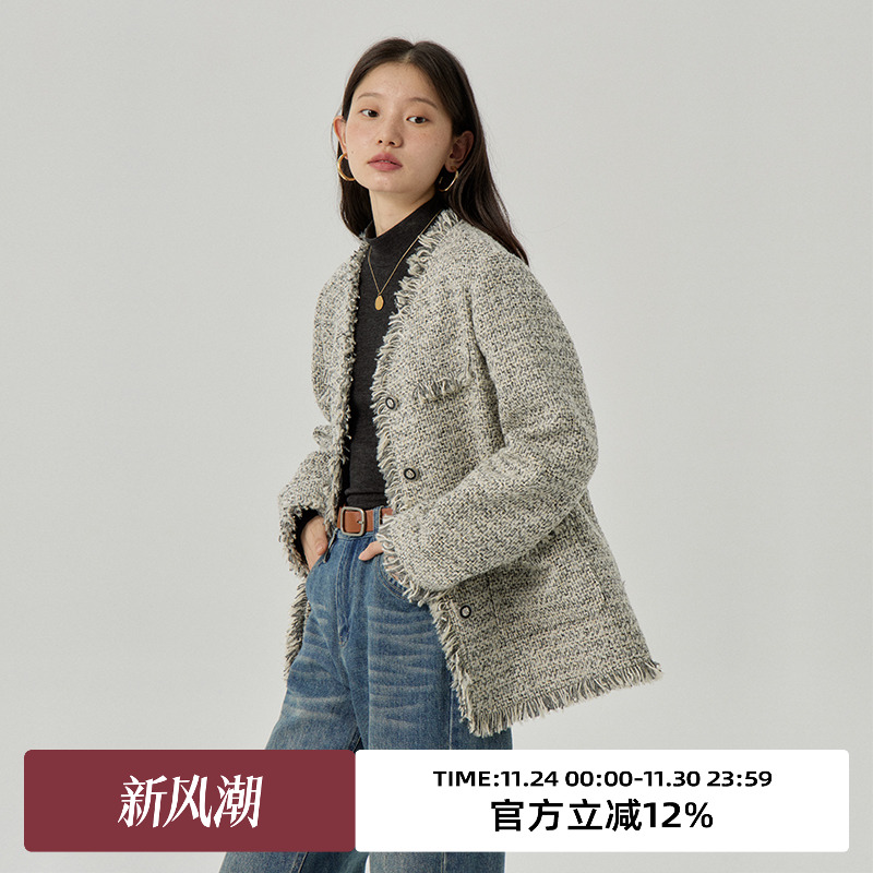 omont蛋挞家复古常规短外套