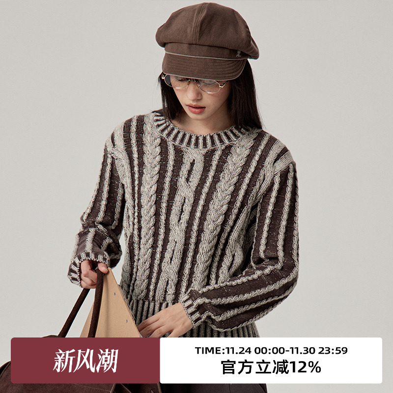 omont蛋挞家圆领通勤宽松毛衣