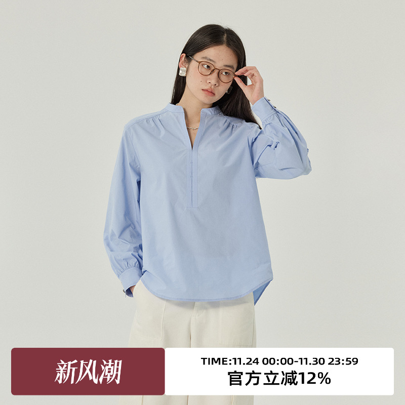 omont蛋挞家宽松套头长袖衬衫