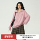新款 omont蛋挞家 粉色拉链polo领卫衣女冬季 复古宽松加绒上衣