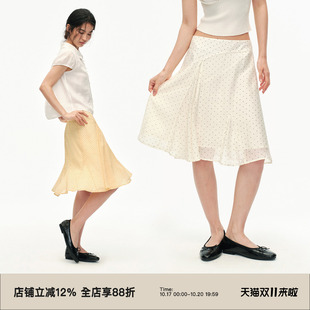 omont蛋挞气质波点设计感鱼尾半身裙2026夏高腰包臀显瘦中长裙子