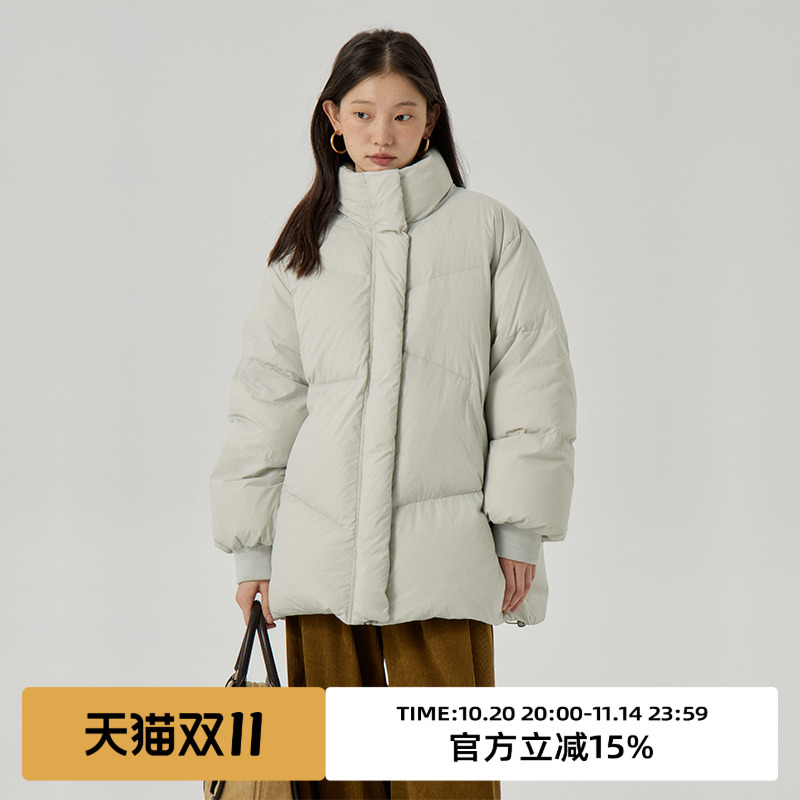 omont蛋挞家通勤立领羽绒服