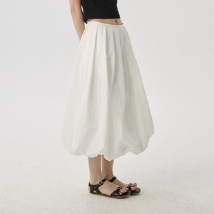 omont蛋挞家 云朵蓬蓬花苞半身裙低腰显瘦中长裙子