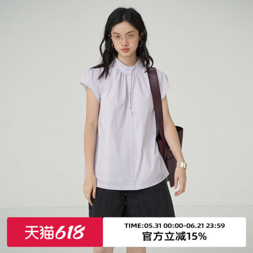 衬衫omont小飞袖复古宽松