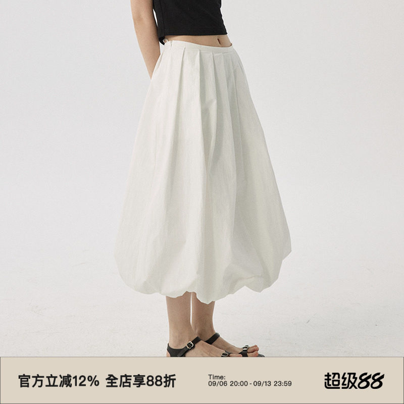 omont蛋挞家 云朵蓬蓬花苞半身裙春夏季低腰设计感显瘦中长裙子