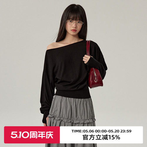 一字肩/慵懒/宽松斜肩毛衣