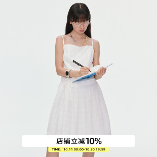 omont蛋挞家复古假两件式 百褶短裙 吊带连衣裙2025夏韩系气质无袖