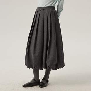 《鹦鹉梨严选》omont蛋挞家 高腰毛呢蓬蓬花苞半身裙 1H1210Q29X1