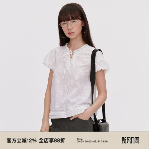 肌理感/小A版型/花苞袖短袖衬衫
