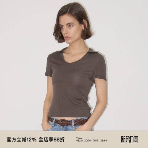 复古polo领知识分子感通勤短袖