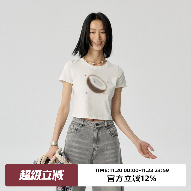 omont蛋挞家短袖水果印花