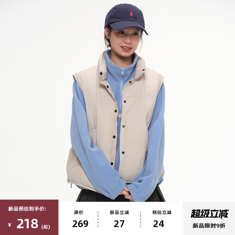 复古立领面包服羽绒马甲