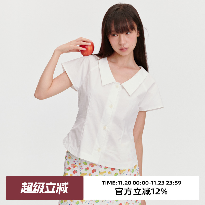 翻领/X型收腰/方领短袖衬衫