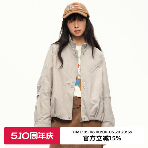 短款立领飞行员夹克外套