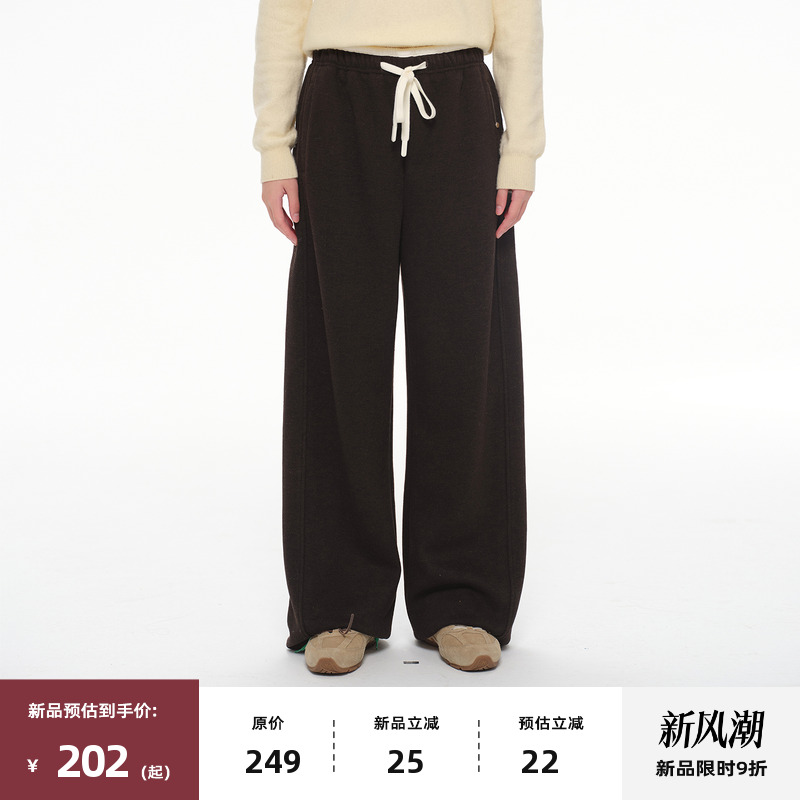 复古拼色腰头抽绳卫裤休闲裤