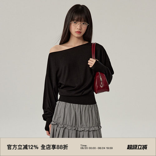 一字肩/慵懒/宽松斜肩毛衣