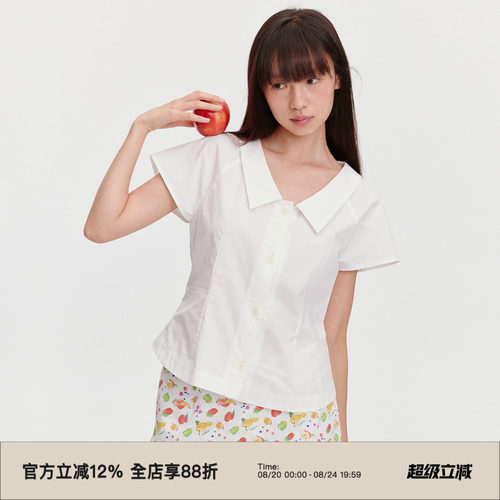 翻领/X型收腰/方领短袖衬衫