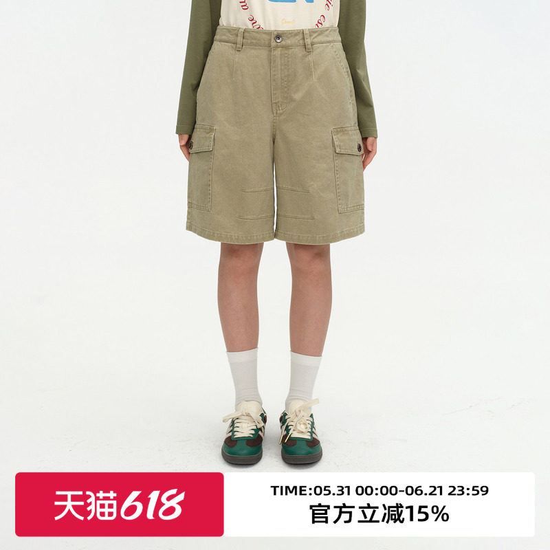 omont蛋挞家复古低腰阔腿牛仔中裤秋季宽松休闲通勤五分裤子