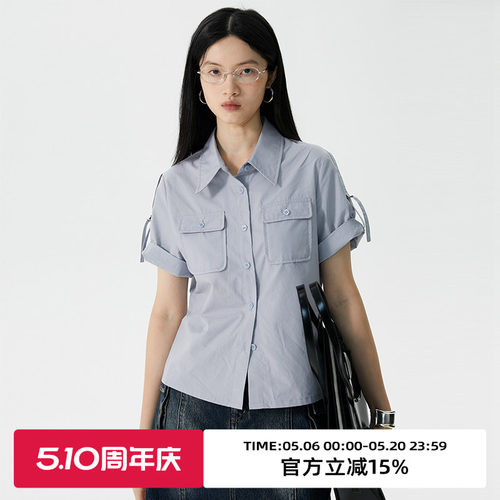 工装omont短袖衬衫复古