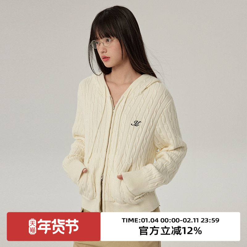omont蛋挞家 复古连帽拉链针织开衫春秋季刺绣休闲上衣毛衣外套,女装/女士精品,毛针织衫,淘宝优惠券,粉丝福利购,淘宝优惠卷