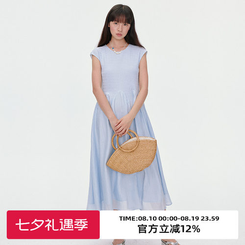 腰节弧线分割/无袖连衣裙