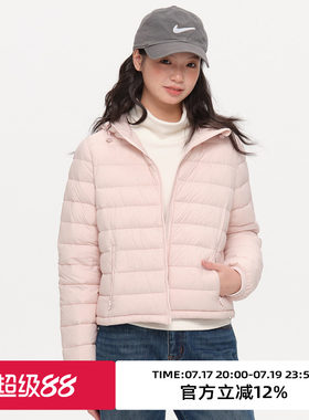 复古连帽轻薄排骨羽绒服
