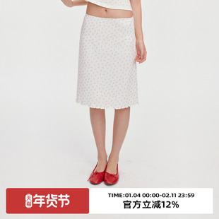 omont蛋挞家复古碎花直筒修身半身裙2025夏高腰包臀显瘦中长裙子